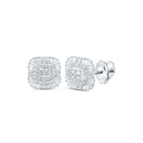 Pendientes cuadrados de diamantes baguette para mujer de oro blanco de 10 quilates, 1/2 quilates 