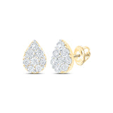 Pendientes de oro amarillo de 10 quilates para mujer con diamantes redondos en forma de lágrima de 1/5 quilates 