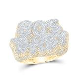 Anillo con frase BABY de los años 80 y diamantes baguette para hombre en oro amarillo de 10 quilates, 6-1/4 quilates 