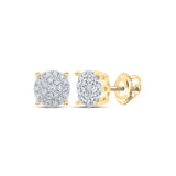 Pendientes de oro amarillo de 10 quilates para mujer con diamantes redondos de 1/4 quilates 