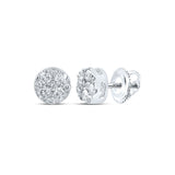 Pendientes de oro blanco de 14 quilates con diamantes redondos para mujer, 1 quilates 