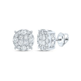 Pendientes en racimo de diamantes princesa para mujer de oro blanco de 14 quilates, 1-1/2 quilates 