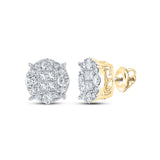 Pendientes en racimo de diamantes princesa para mujer de oro amarillo de 14 quilates, 2 quilates 