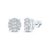 14kt White Gold Womens Princess Diamond Cluster Earrings 2 Cttw