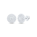 Pendientes de oro blanco de 10 quilates con diamantes redondos para mujer, 1 quilates 