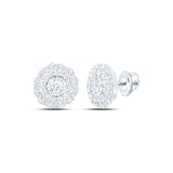 Pendientes circulares con halo de diamantes redondos para mujer en oro blanco de 10 quilates, 1 quilates 