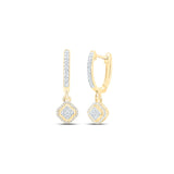 Pendientes colgantes de aro de oro amarillo de 10 quilates para mujer con diamantes redondos de 1/4 quilates 