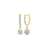 Pendientes colgantes de aro de oro amarillo de 10 quilates para mujer con diamantes redondos de 1/4 quilates 