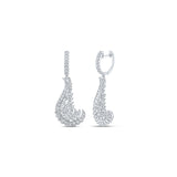 Pendientes colgantes de diamantes redondos para mujer en oro blanco de 18 quilates, 2-7/8 quilates 