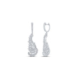 Pendientes colgantes de diamantes redondos para mujer en oro blanco de 18 quilates, 2-7/8 quilates 