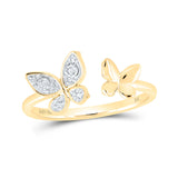 10kt Yellow Gold Womens Round Diamond Butterfly Ring .03 Cttw