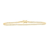 Pulsera de tenis de diamantes redondos para mujer en oro amarillo de 10 quilates, 7/8 quilates 