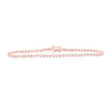 Pulsera de tenis de diamantes redondos para mujer en oro rosa de 10 quilates, 7/8 quilates 