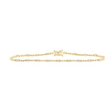 Pulsera de oro amarillo de 10 quilates con diamantes redondos para mujer, 1/2 quilates 