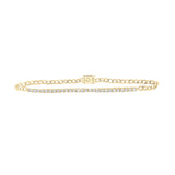 Pulsera de moda de una hilera de diamantes redondos para mujer de oro amarillo de 10 quilates, 3/4 quilates 