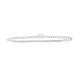 Pulsera de moda de una hilera de diamantes redondos para mujer de oro blanco de 10 quilates, 3/4 quilates 