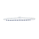 Pulsera de moda con diamantes de zafiro azul redondo para mujer en oro blanco de 10 quilates, 1 quilates 