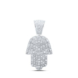 Colgante de plata de ley para hombre con diamantes redondos Hamsa de 1/2 quilates 