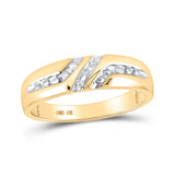 Anillo de boda de oro amarillo de 10 quilates con diamantes redondos para hombre, 0,03 quilates 