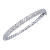 Brazalete de oro blanco de 14 quilates para mujer con diamantes redondos y pavé de 2 quilates 