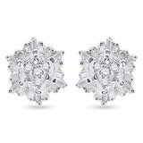 Yellow-tone Sterling Silver Womens Round Diamond Cluster Earrings 1/10 Cttw