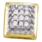 Pendientes cuadrados de diamantes redondos para mujer de plata de ley en tono amarillo de 1/10 quilates 