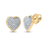 Pendientes de corazón de diamantes redondos para mujer de plata de ley en tono amarillo de 1/20 quilates 