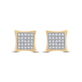 Yellow-tone Sterling Silver Womens Round Diamond Kite Square Earrings 1/6 Cttw