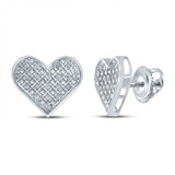 Pendientes de plata de ley con forma de corazón y diamantes redondos para mujer, 1/8 quilates 