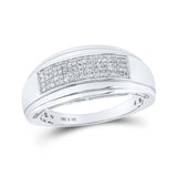 Anillo de boda de plata de ley con diamantes redondos para hombre, 1/5 quilates 