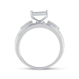 Anillo cuadrado de plata de ley con diamantes redondos para mujer, 1/6 quilates 