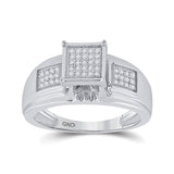 Anillo cuadrado de plata de ley con diamantes redondos para mujer, 1/6 quilates 