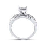 Anillo cuadrado de plata de ley con diamantes redondos para mujer de 1/10 quilates 