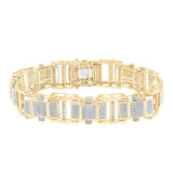 Pulsera de eslabones de aspecto grande con diamantes redondos para hombre en oro amarillo de 10 quilates, 2-3/4 quilates 