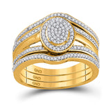 Anillo de boda nupcial de oro amarillo de 10 quilates con diamantes redondos de 1/3 quilates 