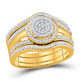 Anillo de boda nupcial de 3 piezas con diamantes redondos de oro amarillo de 10 quilates, 1/3 quilates 