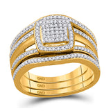 Anillo de boda nupcial de oro amarillo de 10 quilates con diamantes redondos de 1/3 quilates 