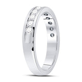 14kt White Gold Womens Machine-Set Round Diamond Wedding Band 1/2 Cttw