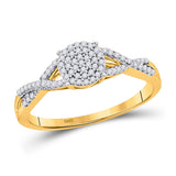 Anillo de compromiso de boda nupcial con racimo de diamantes redondos de oro amarillo de 10 quilates, 1/5 quilates 