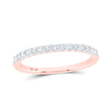 14kt Rose Gold Womens Round Diamond Wedding Single Row Band 1/6 Cttw