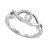 Anillo de plata de ley con diamantes redondos para mujer, 1/10 quilates