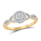 Anillo de compromiso de boda nupcial con racimo de diamantes redondos de oro amarillo de 10 quilates, 1/5 quilates 