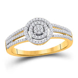 Anillo de compromiso de boda nupcial con racimo de diamantes redondos de oro amarillo de 10 quilates, 1/5 quilates 