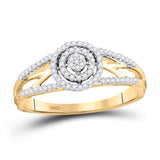 10kt Yellow Gold Round Diamond Cluster Bridal Wedding Engagement Ring 1/5 Cttw