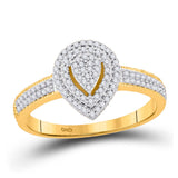 Anillo de compromiso de boda nupcial con racimo de diamantes redondos de oro amarillo de 10 quilates, 1/4 quilates 