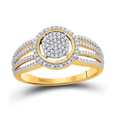 Anillo de compromiso de boda nupcial con racimo de diamantes redondos de oro amarillo de 10 quilates, 1/6 quilates 